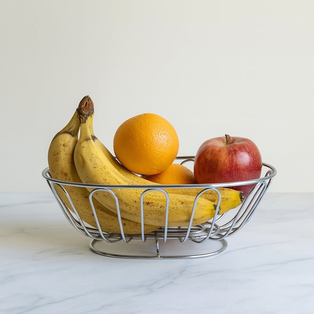 Countertop metal wire fruit basket bowl